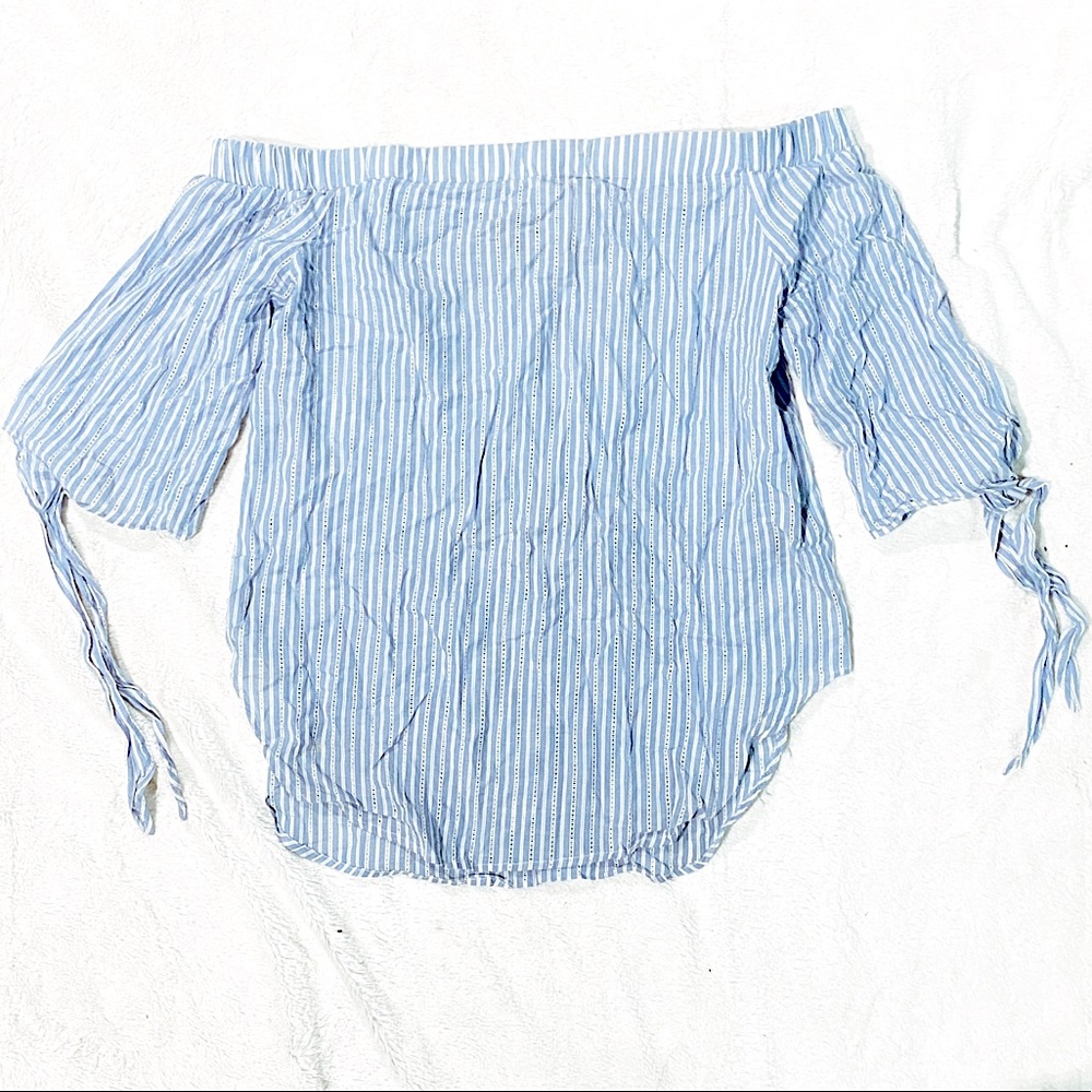 Missimo Light Blue Eyelit Off The Shoulder Top